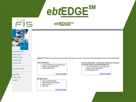 Login Help Who can help me if I have trouble setting up a new account or logging into the ebtEDGE application Read through the Cardholder Portal Frequently Asked Questions for instructions andor email ebtEDGE. . Ebtedge cardholder portal